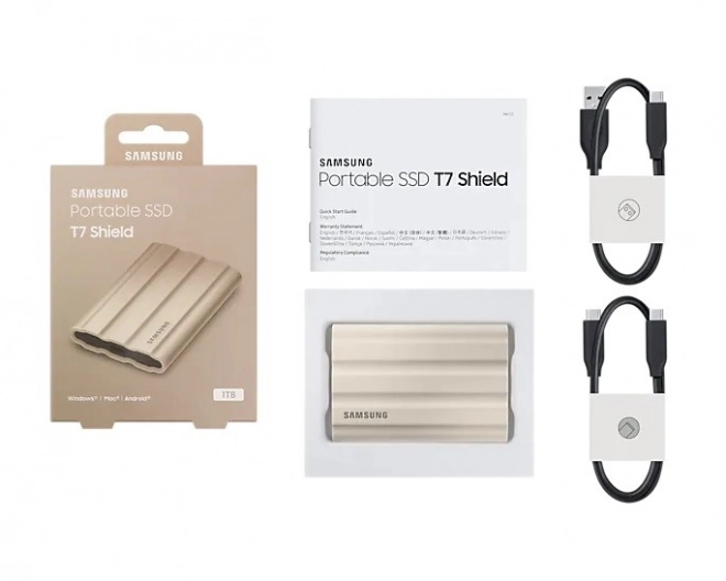 Disque SSD externe Samsung T7 Shield 1TB USB 3.2, beige