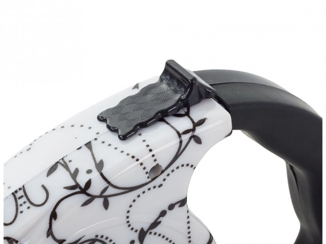 Laisse automatique avec fonction de blocage 5m, blanc avec lys