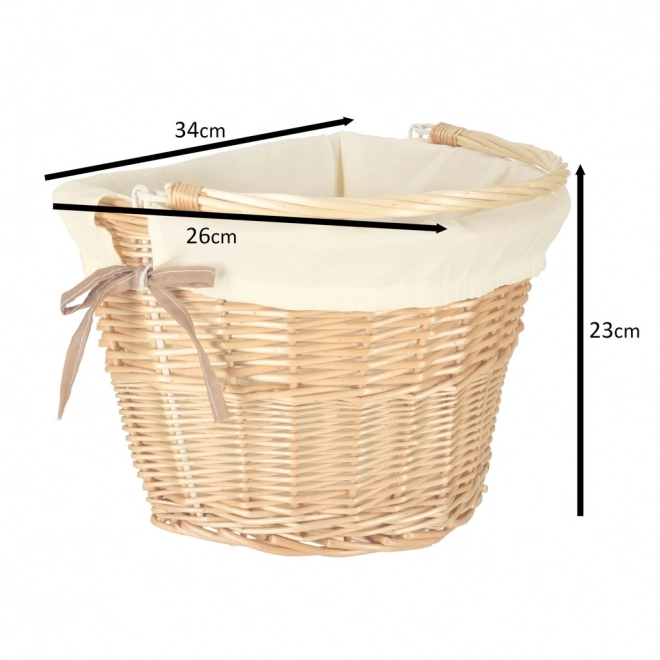 Panier en osier pour vélo avec doublure en tissu blanc