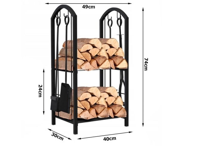 Support pour bois de chauffage avec accessoires