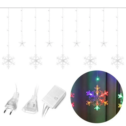 Lumières LED de Noël flocons et étoiles rideau 138LED