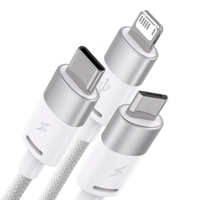 Câble 3en1 USB Baseus série StarSpeed, USB-C + micro + Lightning 3,5A, 1,2 m (blanc)
