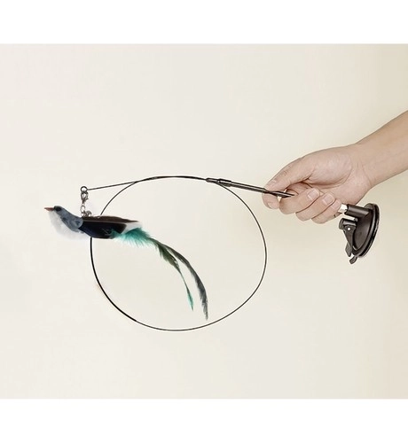 Jouet pour chats avec ventouse et oiseau