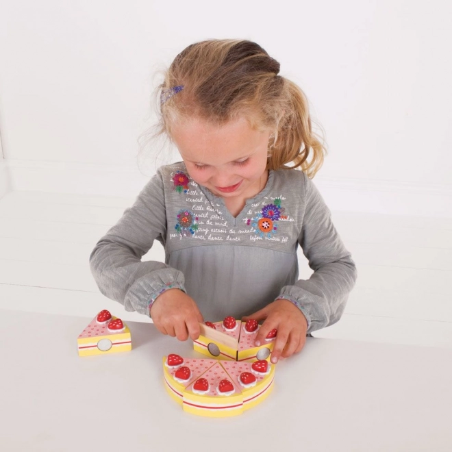 Bigjigs Toys Gâteau en bois à découper avec fraises
