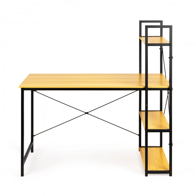 Bureau informatique en bois avec étagères loft