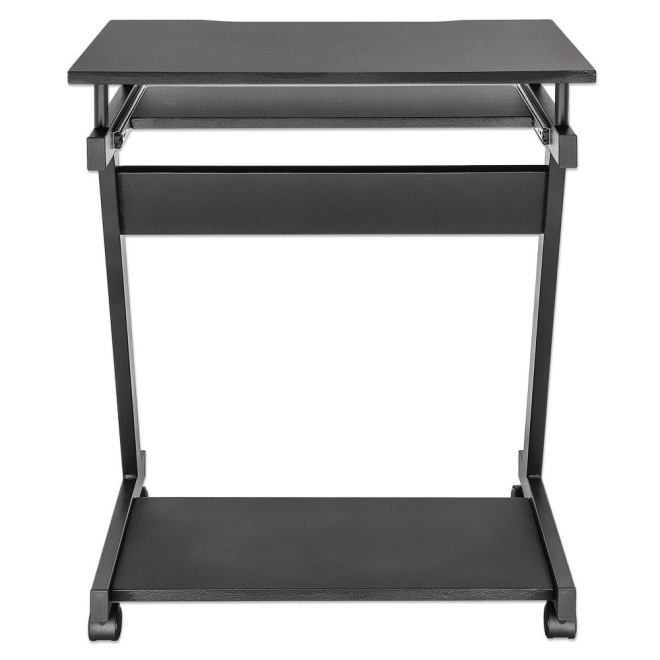 Bureau d'ordinateur moderne et compact avec tablette coulissante et roulettes