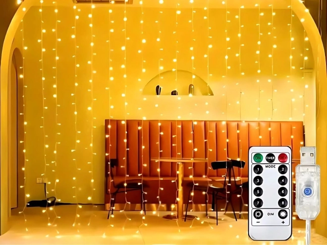Rideau lumineux de Noël 300 LED blanc chaud USB