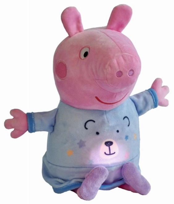 Peppa Pig 2 en 1 peluche câline musicale + lumière, bleu, 25 cm