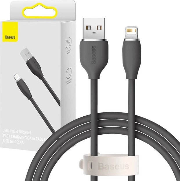 Baseus Jelly câble en silicone USB – Lightning 2,4 A, 1,2 m, noir