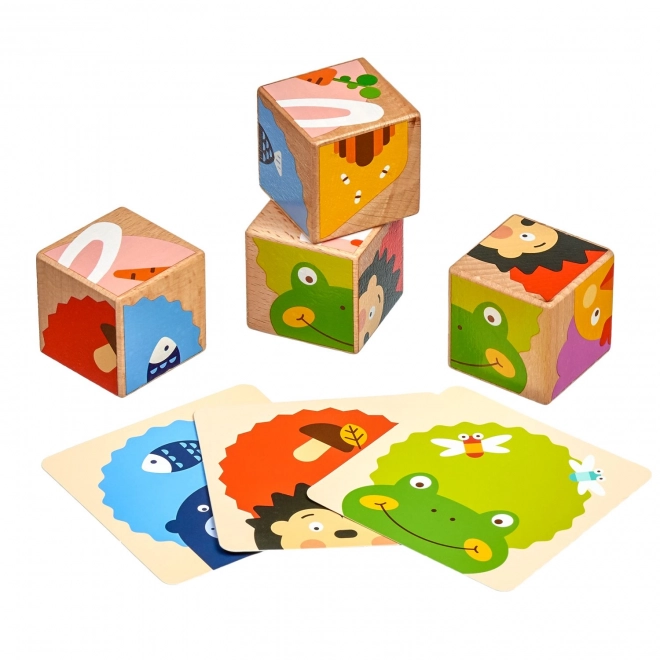 Lucy & Leo Où Va L'animal - 4 cubes en bois illustrés