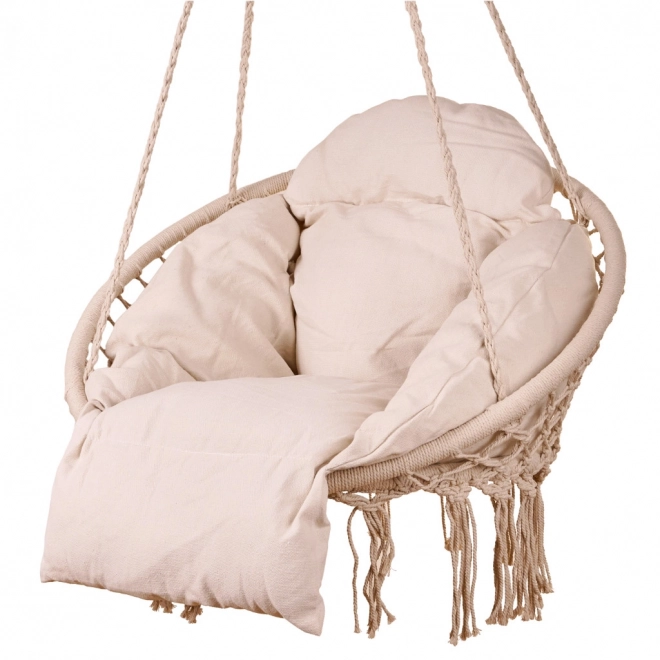 Balançoire de jardin nid de cigogne avec coussin XXL écru