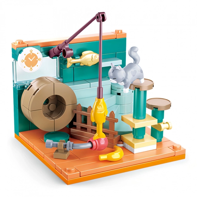 Sluban Mini Construction Coin de Pêche avec Chat