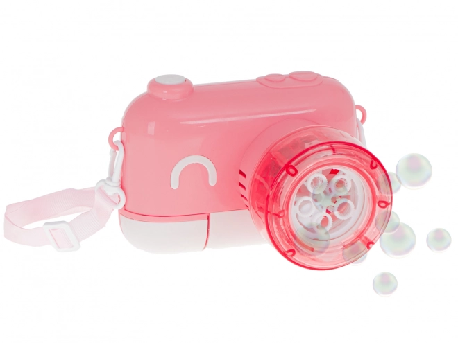 Appareil photo rose avec solution à bulles