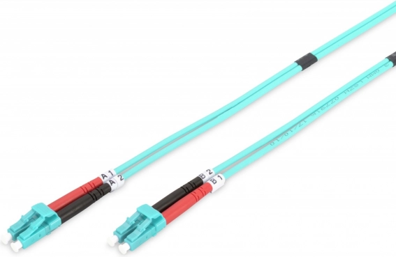 Câble patch optique LC–LC duplex MM 50/125 OM3 LSOH 1 m turquoise