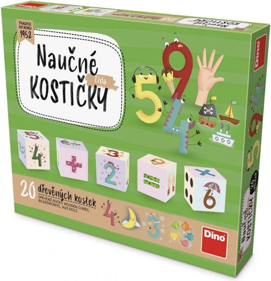 Dino cubes en bois chiffres – 20 pcs