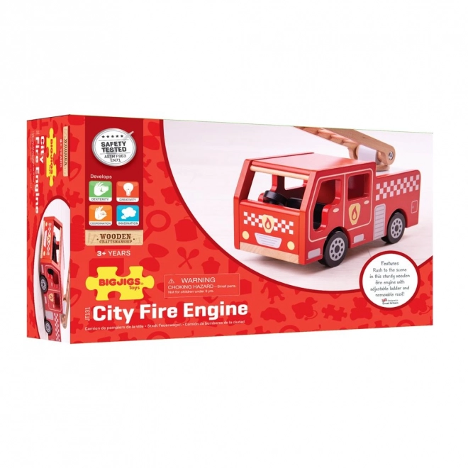 Bigjigs Toys Camion de pompiers en bois
