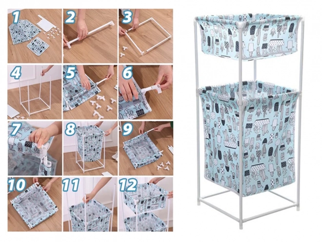 Panier à linge avec double étagère