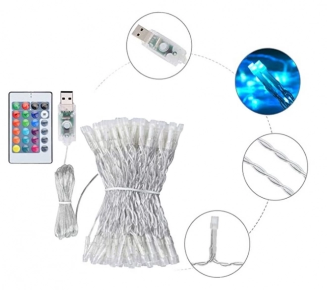 Rideau LED coloré avec lanternes - 3 m, 200 LED