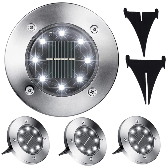 Lampes solaires de jardin avec capteur crépusculaire automatique ensemble de 4 pièces