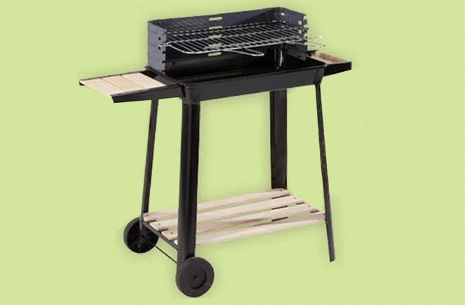 Gril de jardin portable au charbon de bois avec grille réglable et étagères