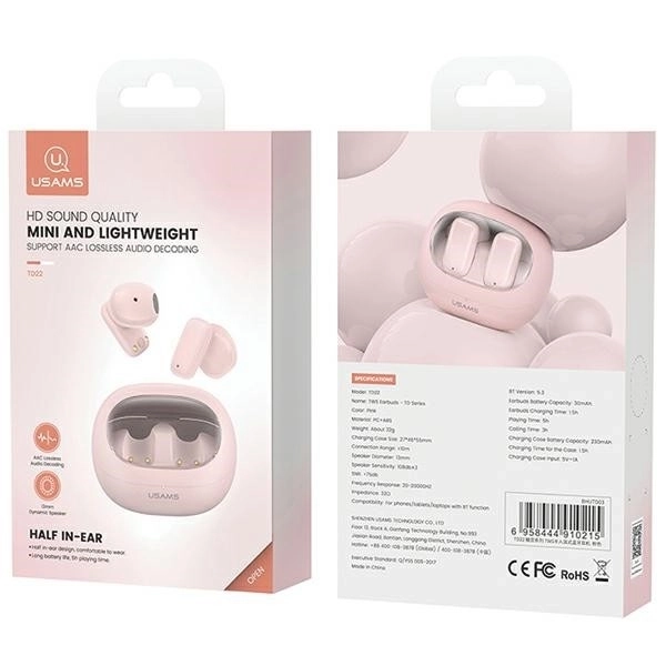 Écouteurs sans fil Bluetooth 5.3 TWS rose