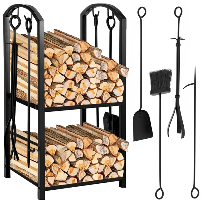 Support pour bois de chauffage avec accessoires