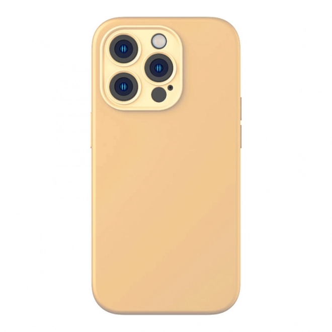 Baseus Étui en gel de silice liquide pour iPhone 14 jaune avec verre trempé et kit de nettoyage – 14 Pro Max