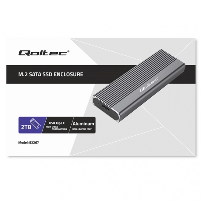 Boîtier en aluminium pour disque M.2 SSD SATA NGFF USB-C 2TB Gris