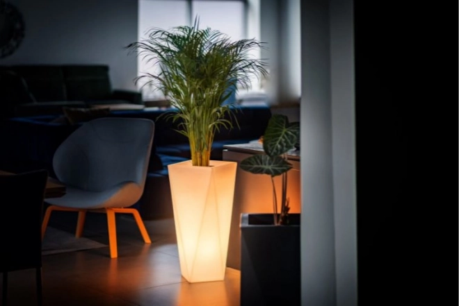 Pot de fleur design MONUMO VASO blanc avec éclairage