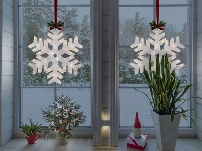 Décoration lumineuse de Noël en forme de flocon de neige