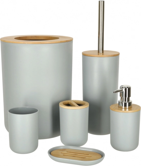 Ensemble d’accessoires de salle de bain 6 pièces – Gris