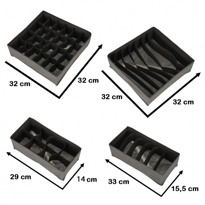 Organisateur gris pour tiroir de sous-vêtements et chaussettes - 4 pièces