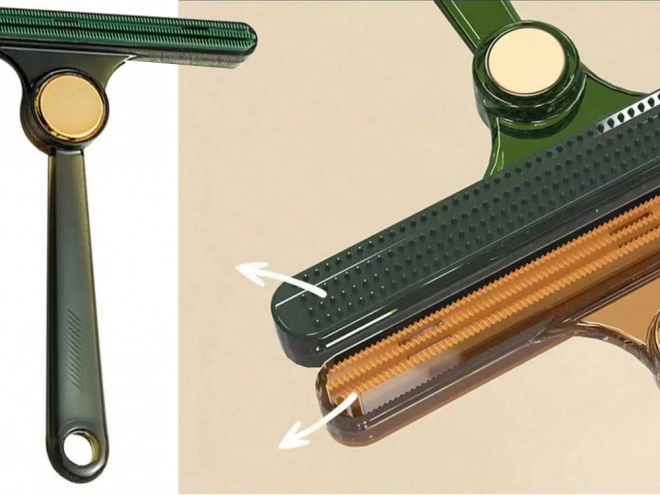 Brosse réversible pour éliminer les poils de chien des tapis