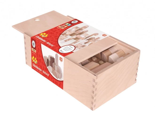 Bigjigs Bébé Blocs de Connexion en Bois - Naturel ensemble de 100 pièces