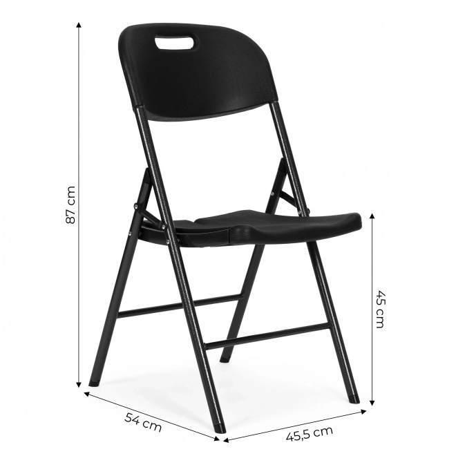Ensemble de 2 chaises pliantes ModernHome, structure en métal, HDPE, noir