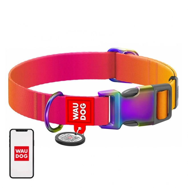 Collier en nylon pour chiens avec code QR WAUDOG, orange