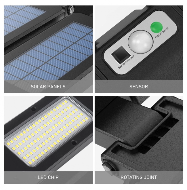 Lampadaire LED solaire avec capteur de mouvement et télécommande