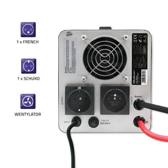 Alimentation de secours Qoltec Pure Sine Wave UPS 1000VA
