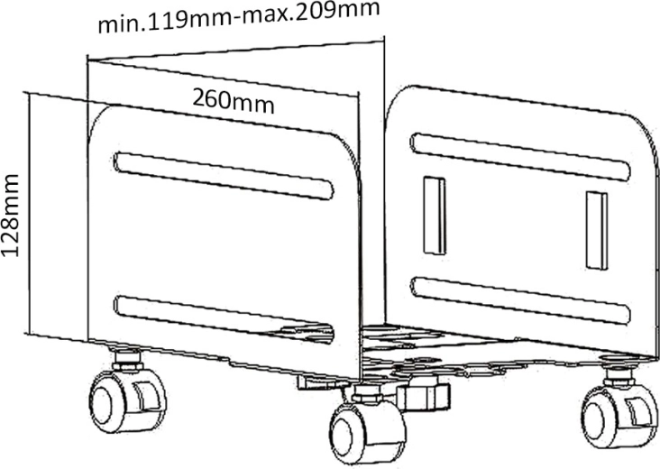 Largeur réglable 119–209 mm