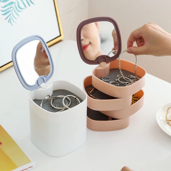 Boîte à bijoux à plusieurs niveaux, organisateur prémium - bleu