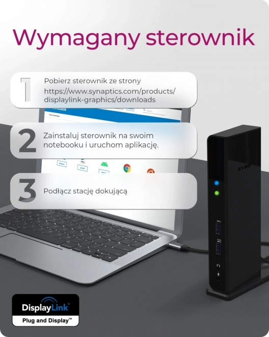 Station d'accueil de bureau Icy Box DisplayLink