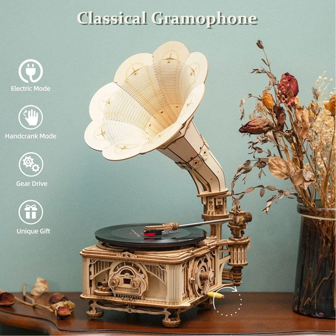 Puzzle 3D en bois Rokr Gramophone classique