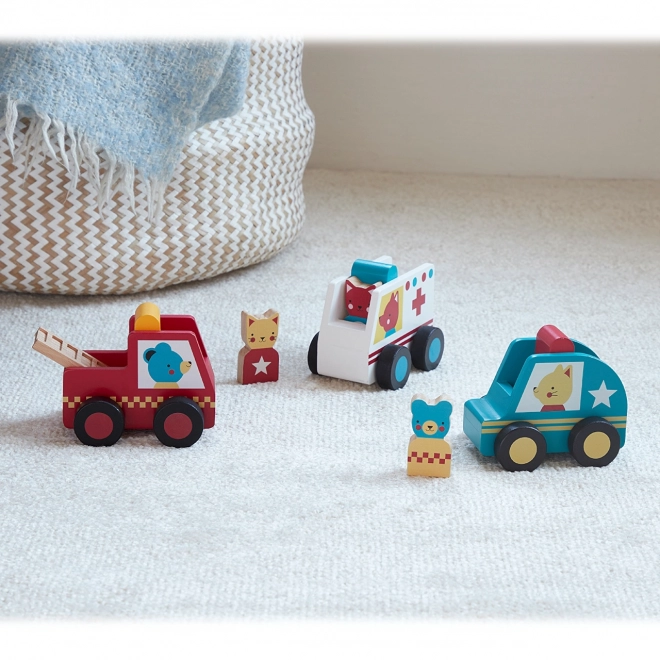 Voitures de secours avec figurines