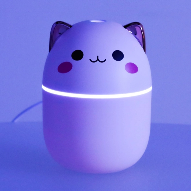 Diffuseur et humidificateur d'air pour huiles essentielles en forme de chat blanc