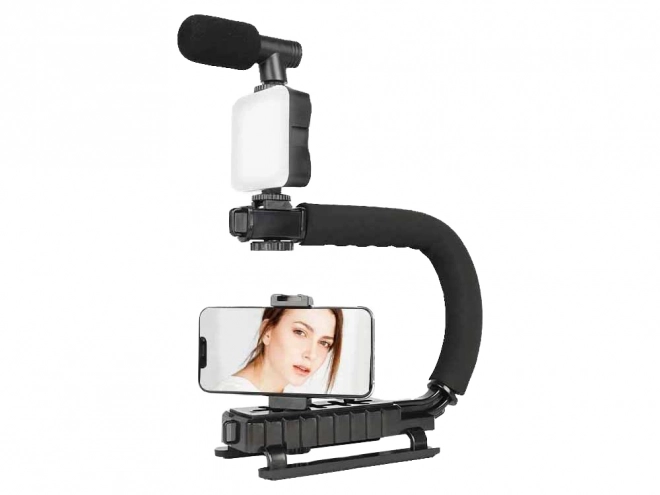 Kit de vlogging avec support, lumière LED et microphone