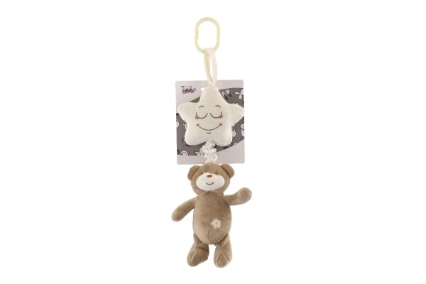 Ours en peluche avec étoile à suspendre sur lit/calandre boîte à musique à remonter 36cm sur carte dans un sac 0+