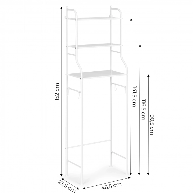 Étagère de salle de bain haute avec 3 étagères, structure en aluminium