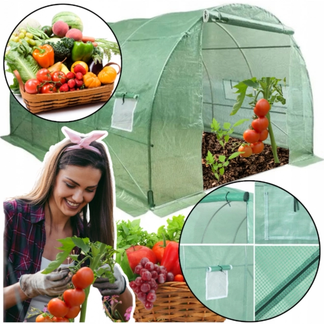 Tunnel de jardin en bâche 4x2,5x2m 10m² vert