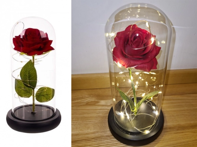 Rose éternelle en verre avec éclairage LED