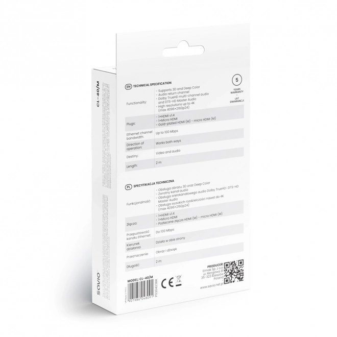 Câble HDMI (M) - micro HDMI (M) avec Ethernet, 2 m, CL-40/M